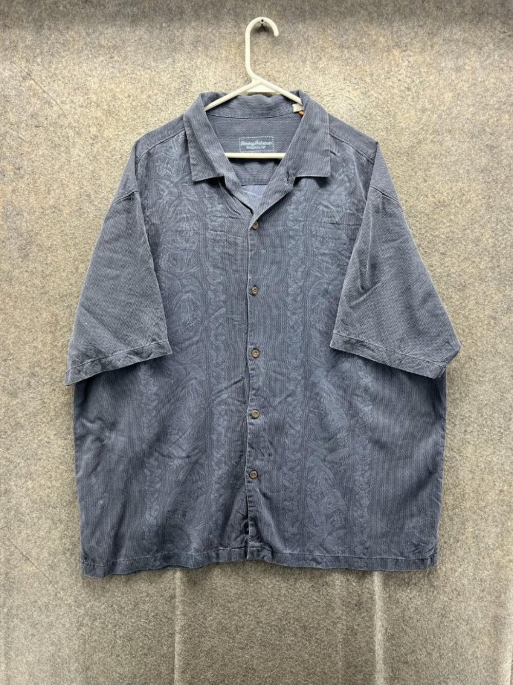 Tommy Bahama Shirt Men 2XL Blue Hawaiian Silk Short Sleeve Button Up Casual